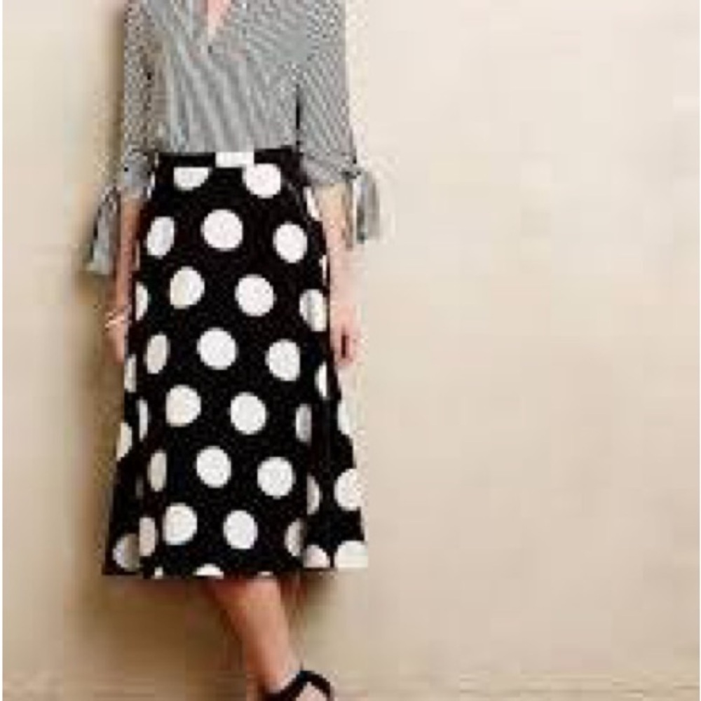 Faith and Joy Black and White Polka Dot Midi Skirt